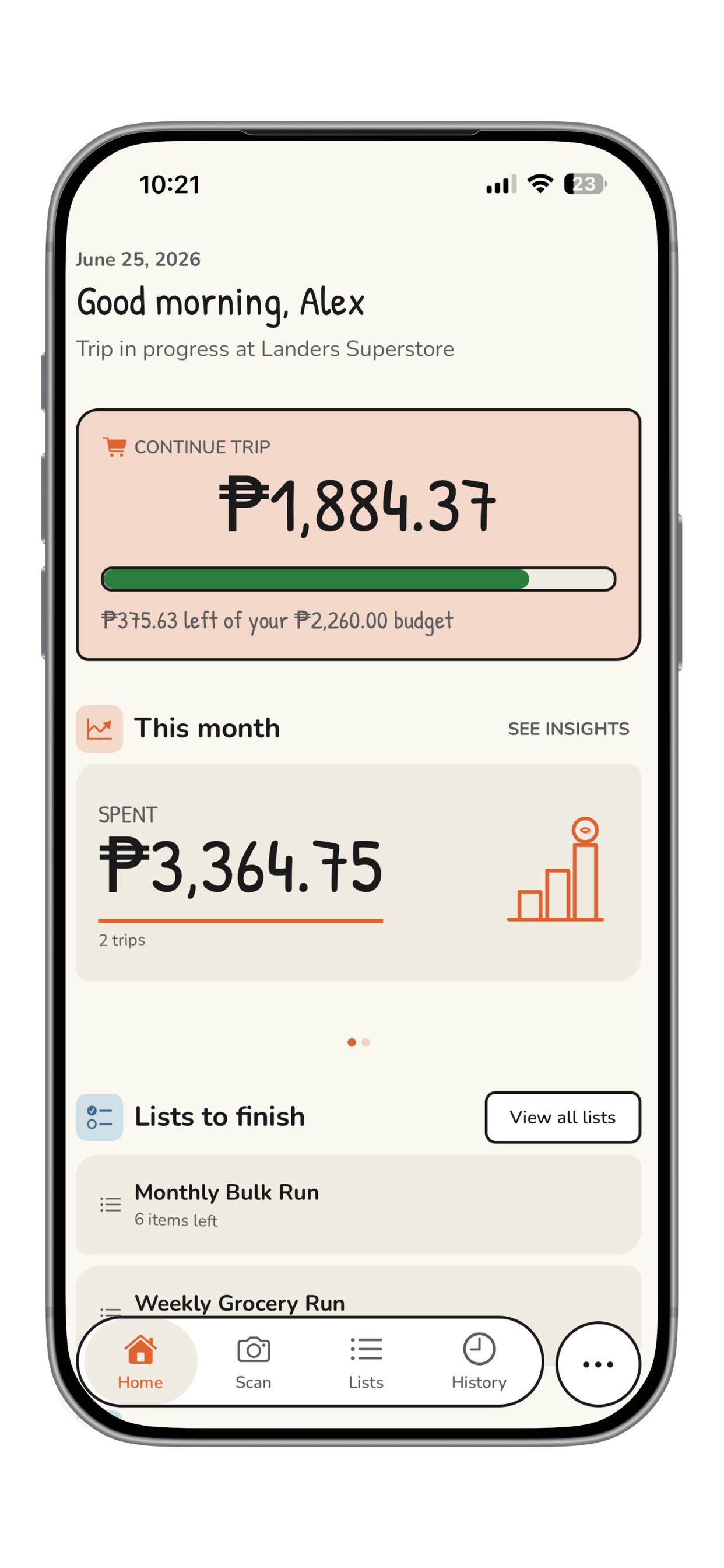 Home page view